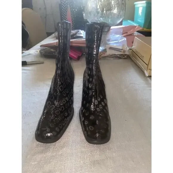 Women's Charles David Black Leather Boots Size 6 - Picture 4 of 11